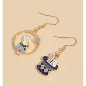 ALICE White Rabbit Drop Earrings NEW